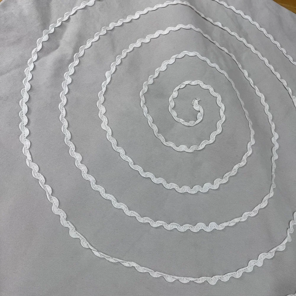 IKEA Lydia Wilj Beige Cotton Spiral Ric Rac Throw Pillow Cover 27x28 Scandi Vtg‎